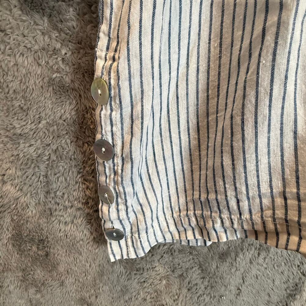 Sigrid Olsen Linen Blue White Stripe Tunic Top Po… - image 4